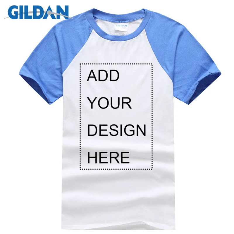 Gildan, хлопок, индивидуальная футболка, мужская, короткий рукав, одноцветная, футболки, хит лета, высокое качество, реглан, футболка, простая Мужская футболка - Цвет: White lightblue