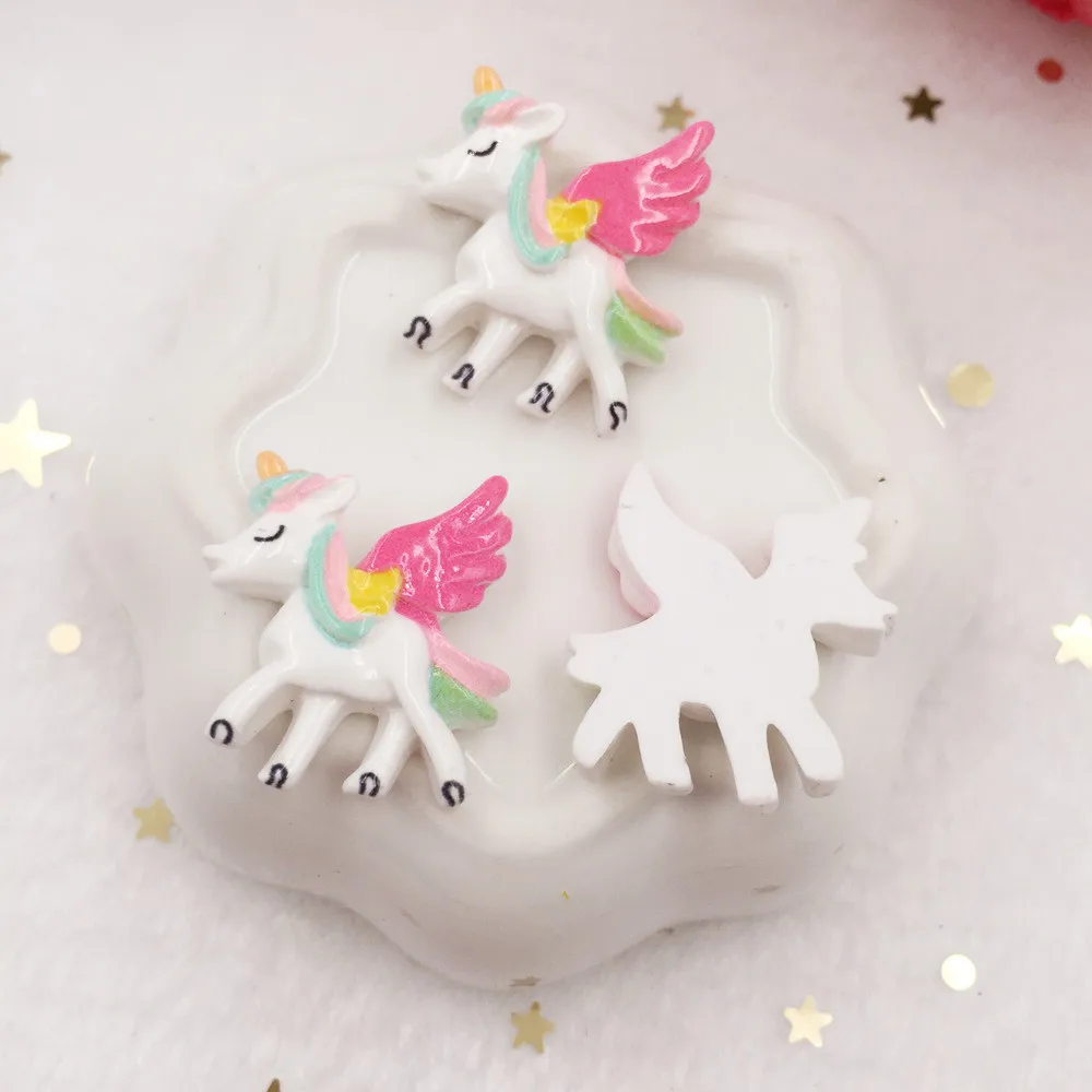 10pcs Lovely Resin 3D Colorful Unicorn Flat Back Cabochon Figurine Stone Embellishments Applique DIY Wedding Scrapbook Craft W67