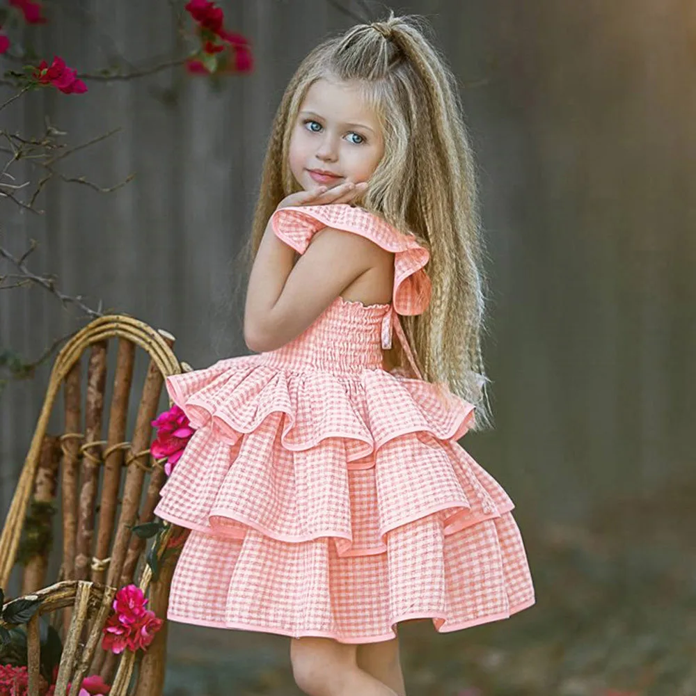 CHAMSGEND High Quality Kids Baby Princess Baby Girl Plaid Straps