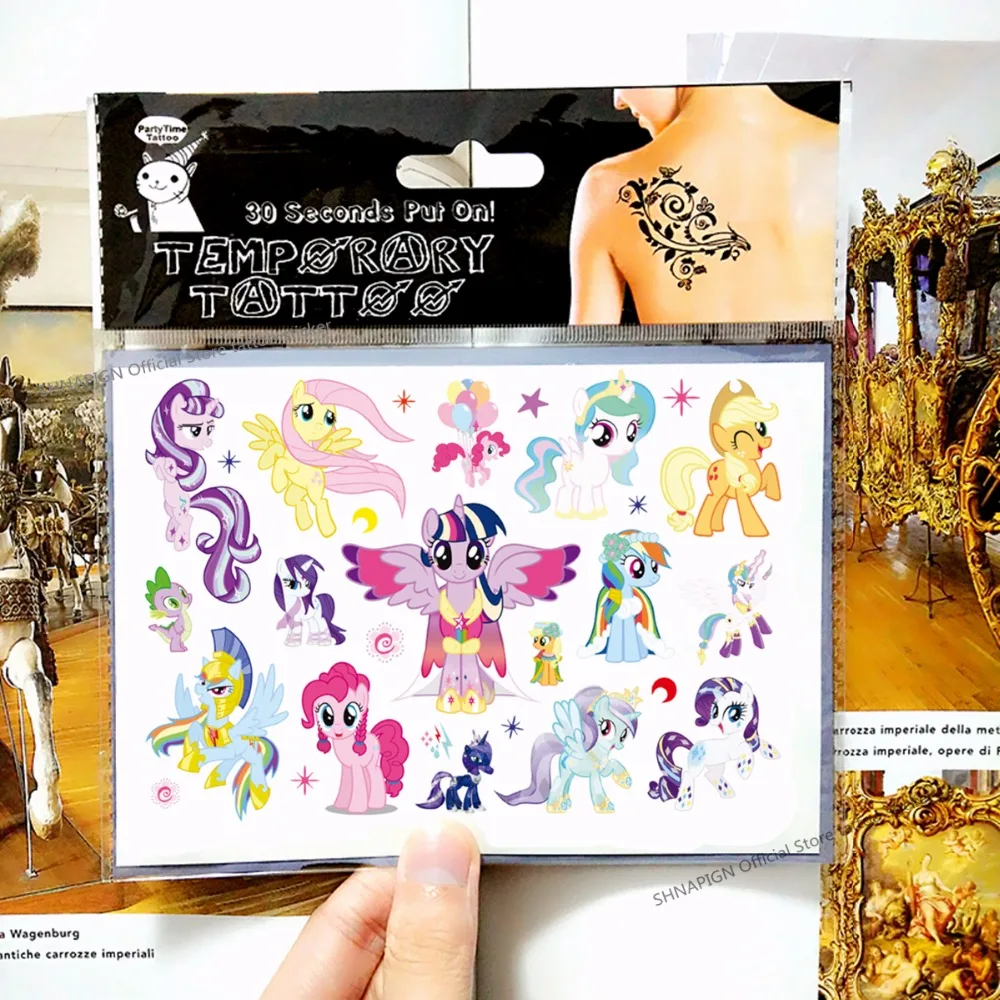 SHNAPIGN المهر بولي الأطفال الكرتون المؤقتة الوشم ملصق أزياء الصيف نمط إلسا للماء الفتيات الاطفال بنين الساخن