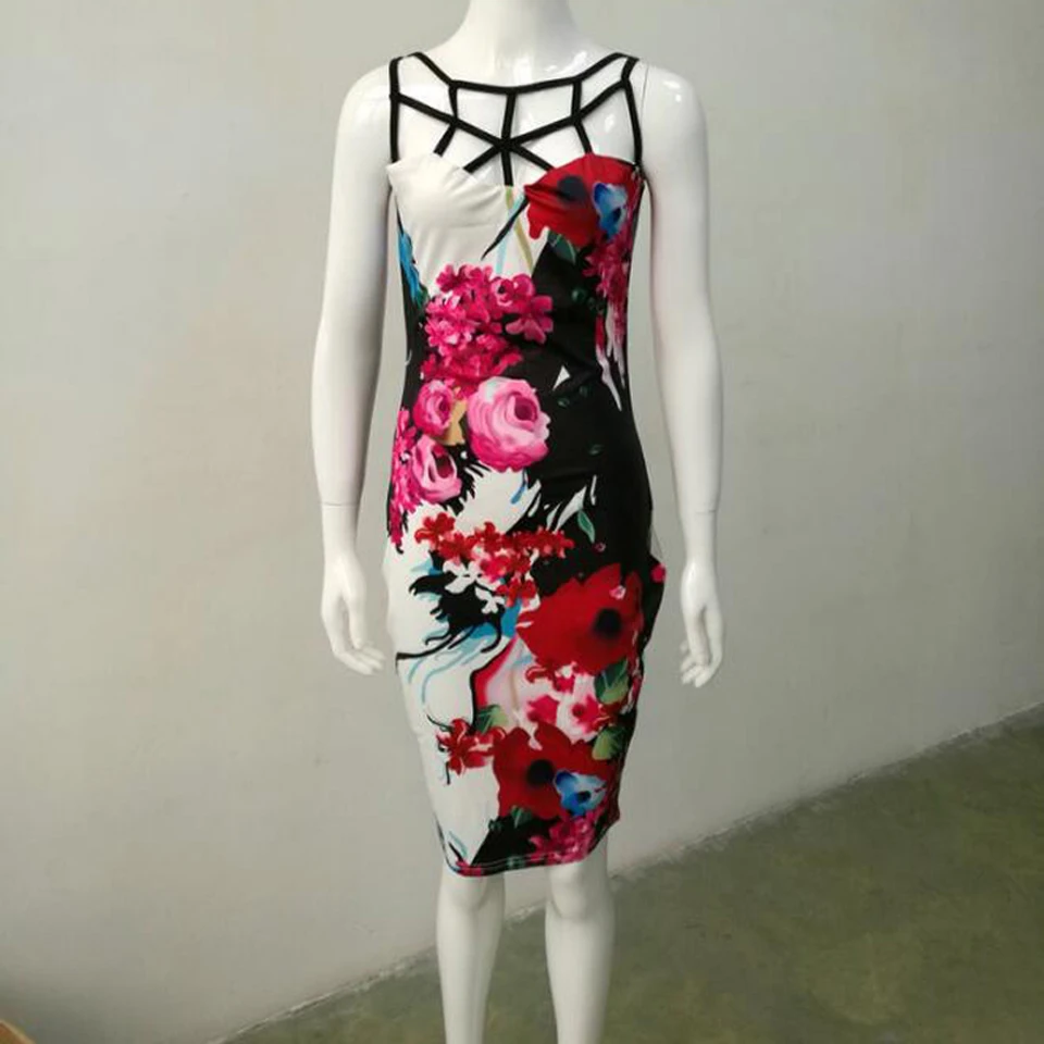 Винтажное сексуальное платье на бретельках без рукавов с цветочным принтом, мини платье с вырезом, дизайнерское женское платье с круглым вырезом, летнее элегантное облегающее платье