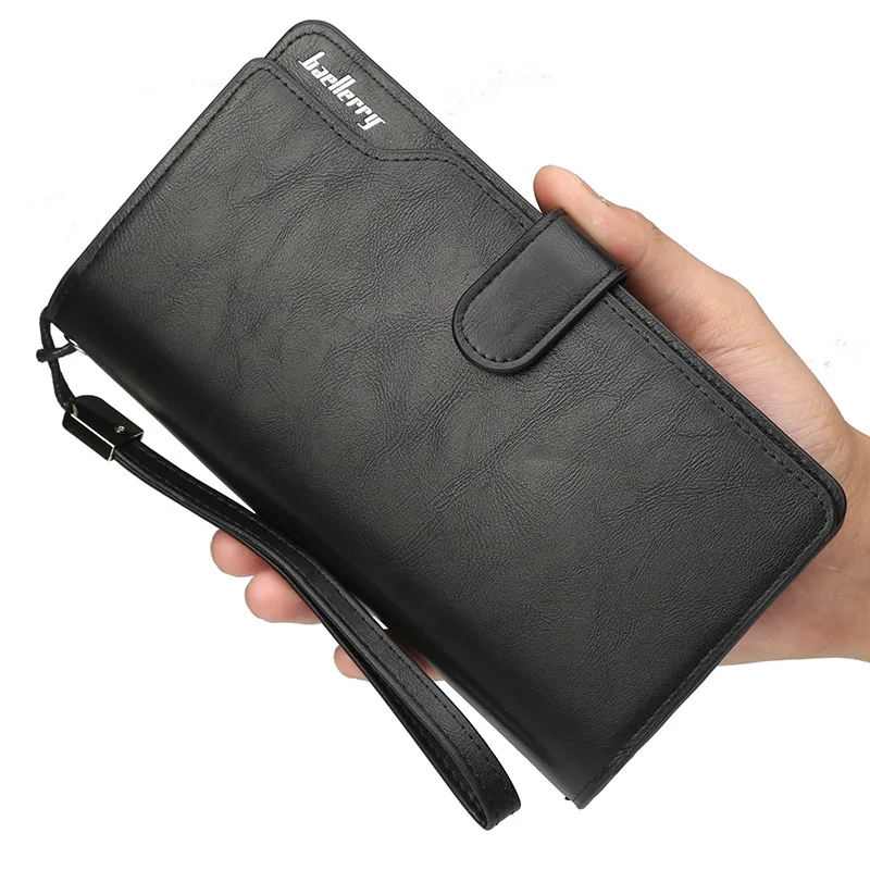 2019 New Top Quality leather long wallet men pruse male clutch zipper around wallets men women ...