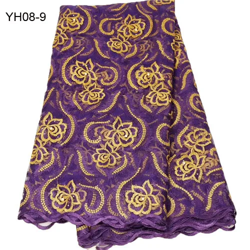 Mirafeel Высокое качество африканская кружевная швейцарская вуаль кружево для нигерийской кружевной свадьбы платье французская кружевная ткань тюль кружево YH08 - Цвет: YH08-9