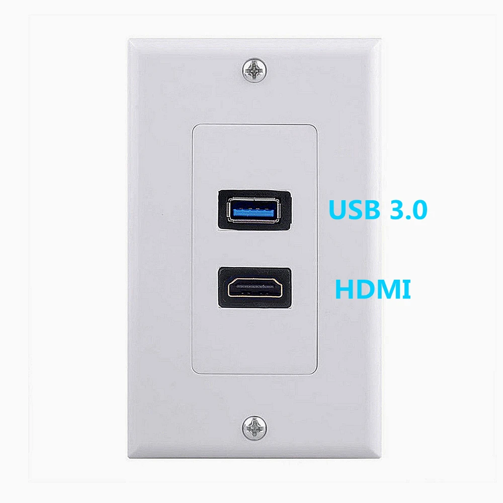 HDMI USB 3.0 Jack Wall Socket Plated Outlet Connector HDTV HDMI Port