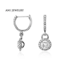 ANI с металлическим ремешком регулируемой длины, 14 k белое золото женские сережки с подвесками 1,9 КТ Сертифицированный I/S1 натуральный со стразами для невесты Длинные Висячие серьги для женщин обручальные ювелирные изделия