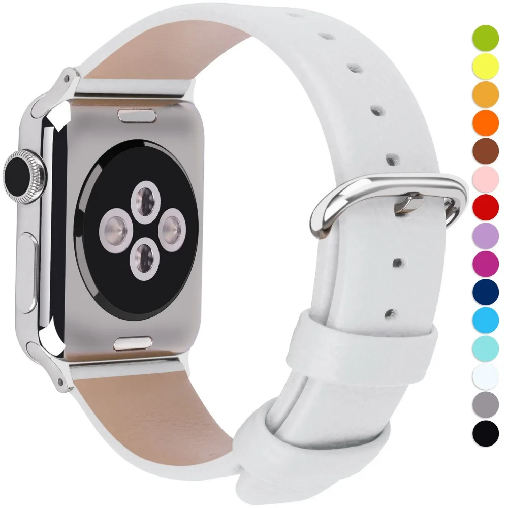 Kopen Strap voor Apple Horloge 4 5 Band38mm 42mm, 15 kleuren Apple Horloge Lederen Band Band met Gesp iWatch Serie 5 4 3 2 1 horlogeband
