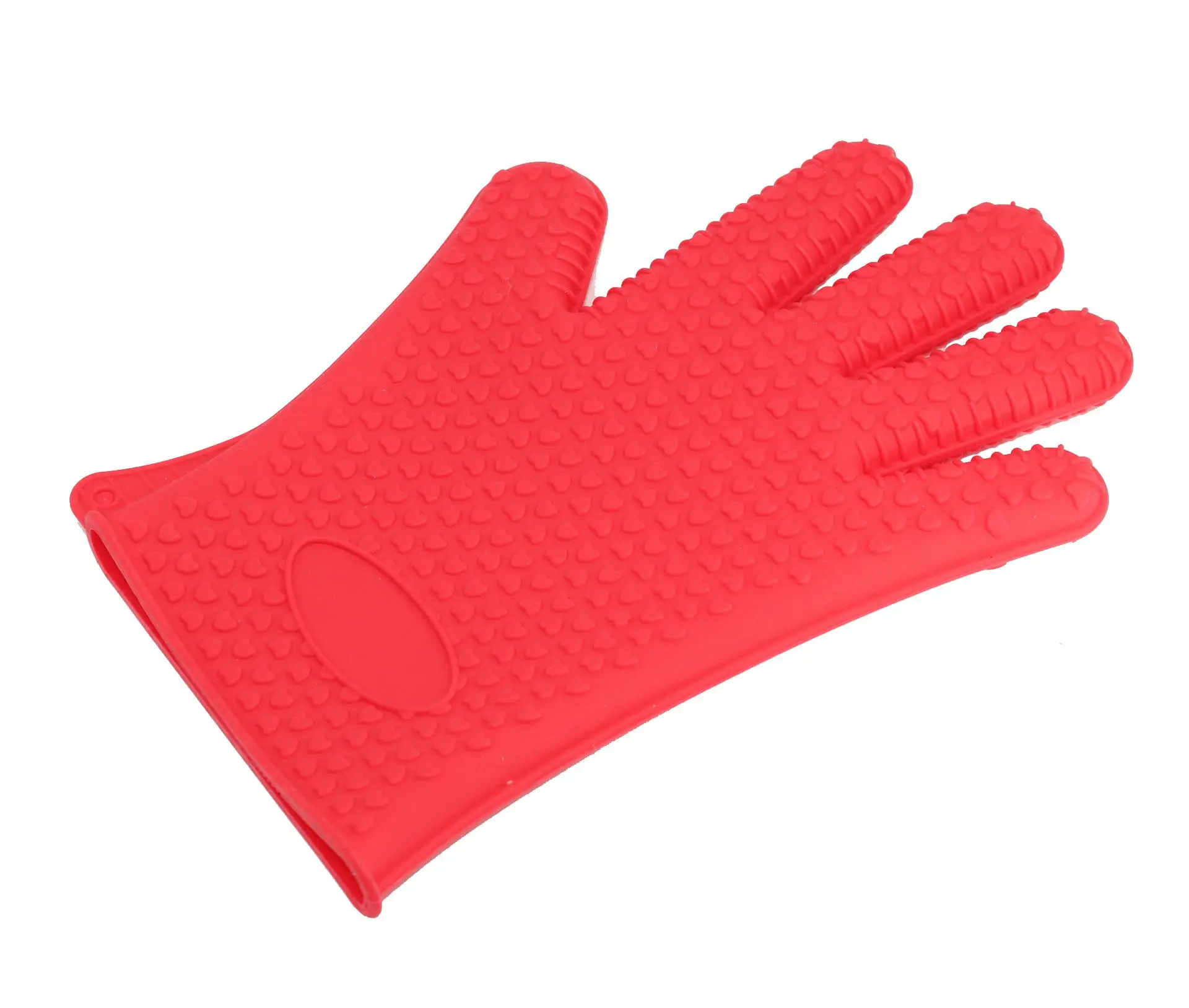 Силиконовые утолщенные рукавицы с пальцами Нескользящие перчатки приспособления для выпечки в СВЧ-печи кухонные принадлежности для инструментов - Цвет: gules