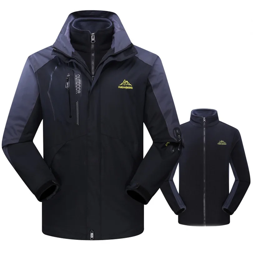 

Men's Fleece Liner Outdoor Plus Size Hoodie Two Piece Set Sport Assault Coat Hiking jackets windbreaker A30