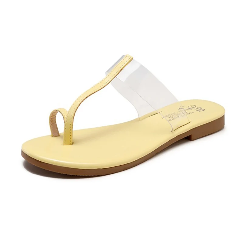 

Women slides transparent flip flops female summer fashion slippers flat with outside comfortable large size female beach shoes