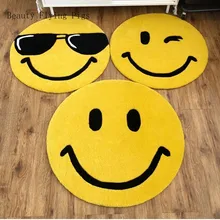 Мультяшный смайлик, домашний круглый ковер, украшение для гостиной, спальни, для учебы, традиционный, ручной работы, акрил, утолщение, одноразовые