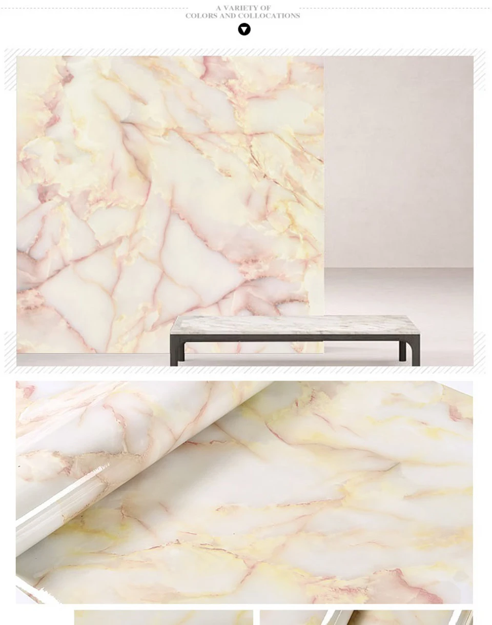 Mármore brilhante papel de contato diy pvc