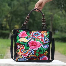 Новые национальные сумки с цветочной вышивкой! универсальные модные сумки Топ Женская Повседневная сумка с вышивкой деревянные бусины дорожная сумка для покупок