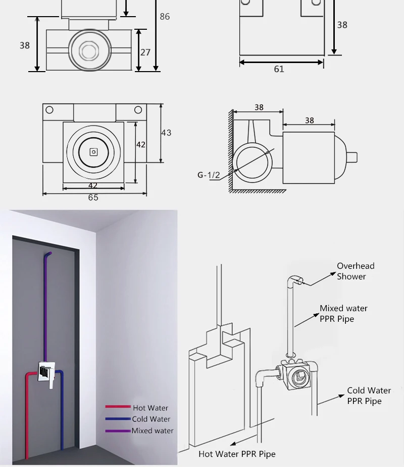 Bathroom Products In Wall Mounted Faucet Bath and Shower Mixer Valve Brass Chrome Single Function Actuated Faucet Valve (17)