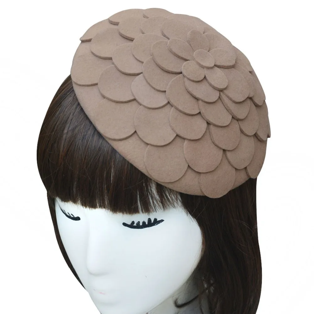 Берет Hat Для женщин фетровых круглый шерстяного войлока дамы Fascinators зима осень
