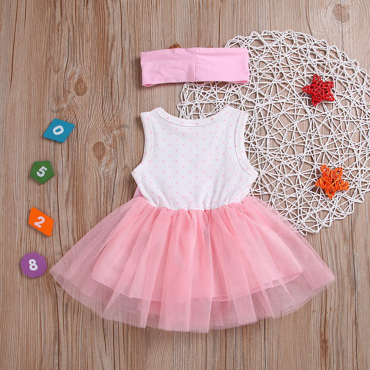 Детские платья для девочек маленьких Одежда для девочек без рукавов платье на день рождения для малыша розовый платье с длинными рукавами Детская повязка на голову+ платье 2 шт
