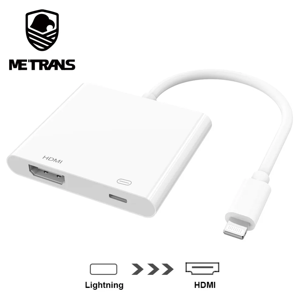

Metrans Phone To HDMI Digital AV Audio Video Adapter USB Cable Connector Up To 1080P HD For iPhone X/8P/6/6S/7/7P/iPad Air/iPod