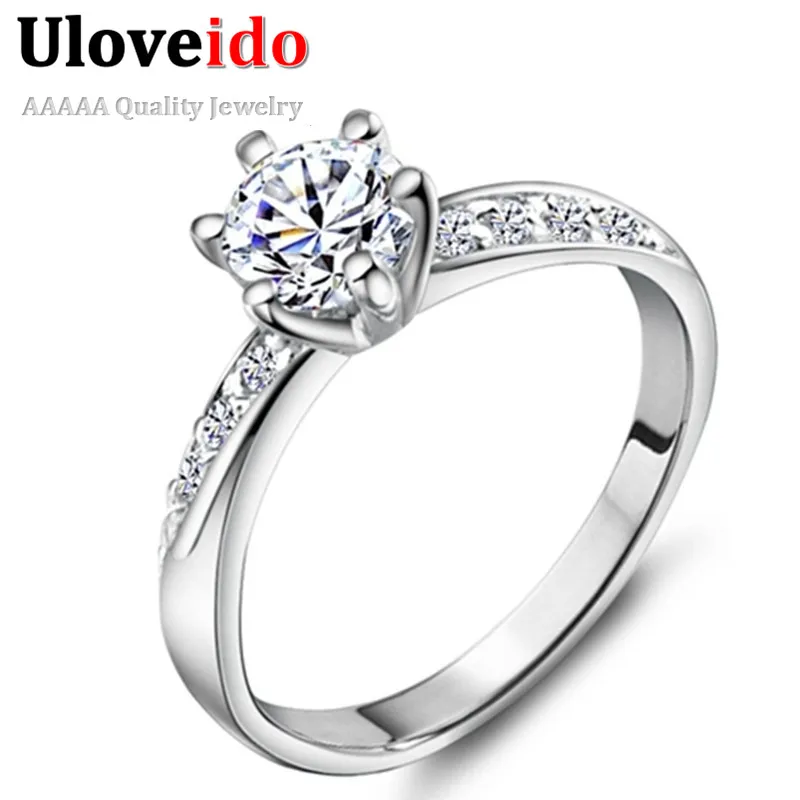 Uloveido модные Обручение серебро Цвет кольцо женские кольца, Бижутерия Bague En или Mariage рекламная продукция J048