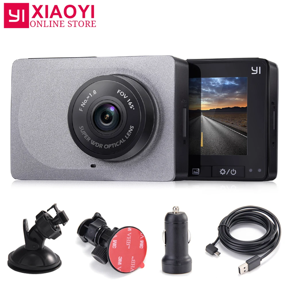 En Ligne YI caméra de tableau de bord intelligente 165 degrés 1080P 60fps voiture DVR détecteur 2.7 \