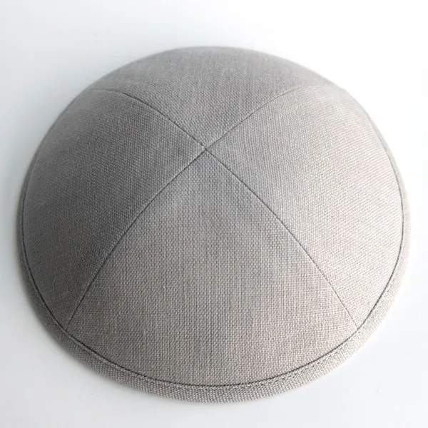 Льняные kippot еврейские Yarmulke Kippah Kippot 17 см Череп шапки для мероприятий с вышивкой - Цвет: Светло-серый