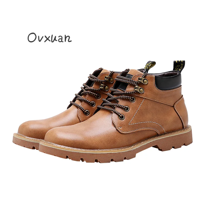

Ovxuan Genuine Leather Vintage Handmade Men Boots Ankle Shoes Outdoor Men's Dress Boots Work Shoes Casual Leather Oxford Italian