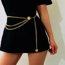 Новый Модный Роскошный дизайнерский бренд металлический ремень-цепочка для женщин Золотая монета личность хип-хоп стиль женские кисточки