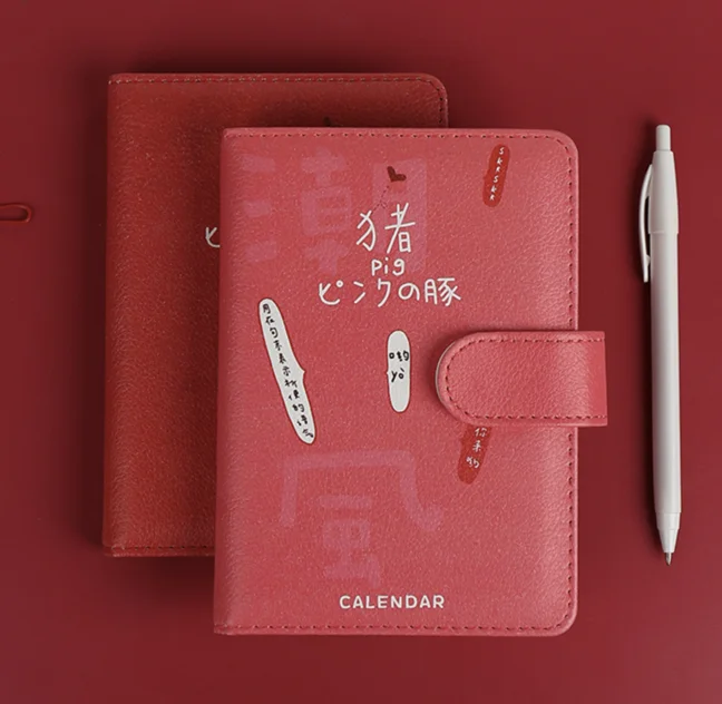 

Cute Red Notebook Soft PU Leather Cover Kawaii Buckle Diary DIY Sketchbook Office School Accessories Bullet Journal Stationery
