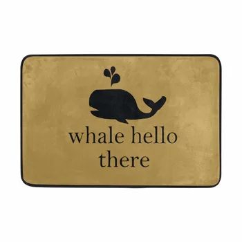 

Welcome Floor Mats Personality Design Cute Tiny Whale Anti-Slip Suede Carpet Door Mat Outdoor Kitchen Living Room Floor Rug
