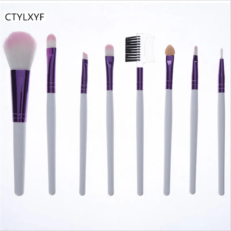 

CTYLXYF Professional Makeup Tools 8 Pcs Makeup Brushes Wooden Color with Leather Bag Cosmetics Make Up Kits