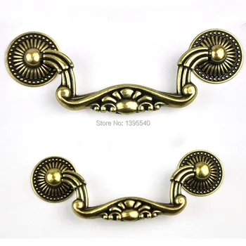 

New 2pcs 76mm Antique Cabinet Kitchen Handles Knos Euro-Style Bronze Vintage Wardrobe Knobs Kitchen Drawer Handles Bars Pulls