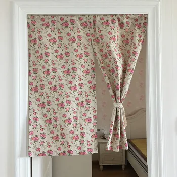 

Half Curtain Countryside Style Cotton Curtain Cartoon Small Flower Pattern Partition Curtain for Kitchen Cabinet Door xy-17