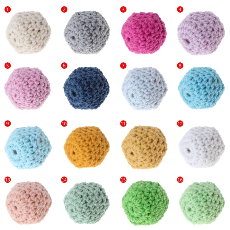 

5pcs Wooden Beads Wool Crochet Octagonal DIY Baby Teething Jewelry Necklace Gift