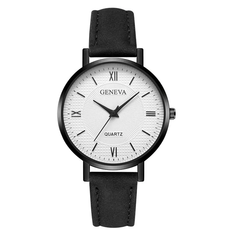 Топ бренд женские часы модные кварцевые часы для женщин кожаный ремешок Коричневый Черный наручные часы в стиле ретро женские винтажные часы Новые - Цвет: black white