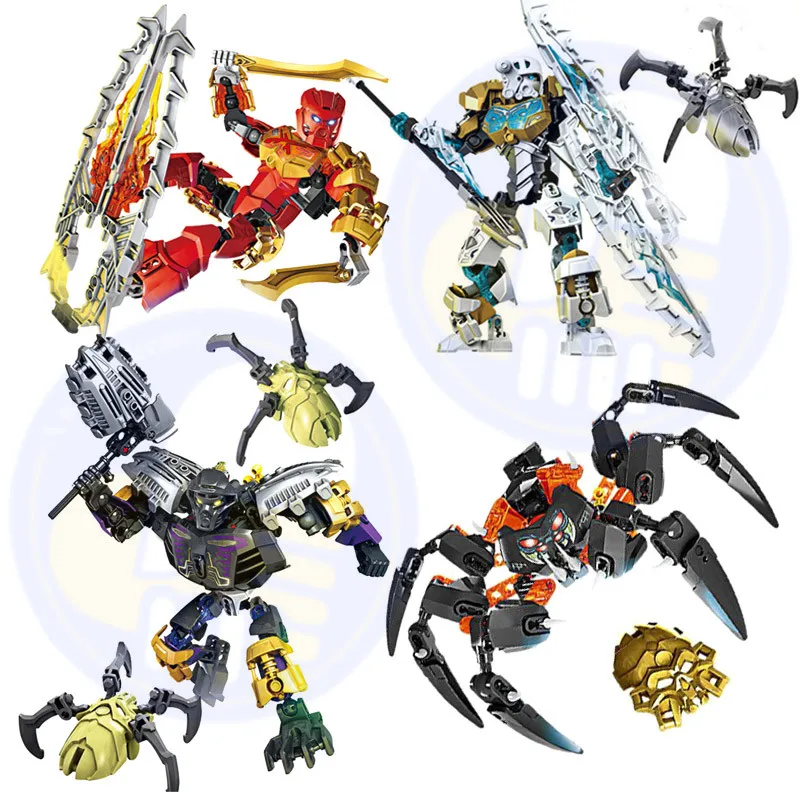 Фигурки игрушечные Bionicle Tahu/Kopaka/Onua/Lord Master череп огня/лед/Земля/паук совместимые с