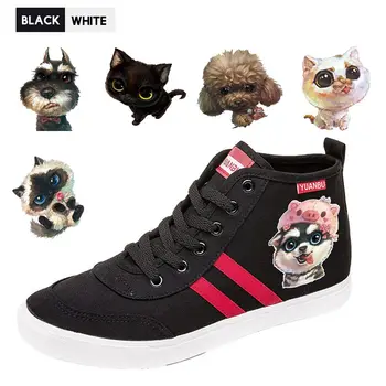 

Poodle/Siberian Husky Harajuku Cute Print Shoes Cartoon High Top Double-layer Canvas College Customized Trendy A194112