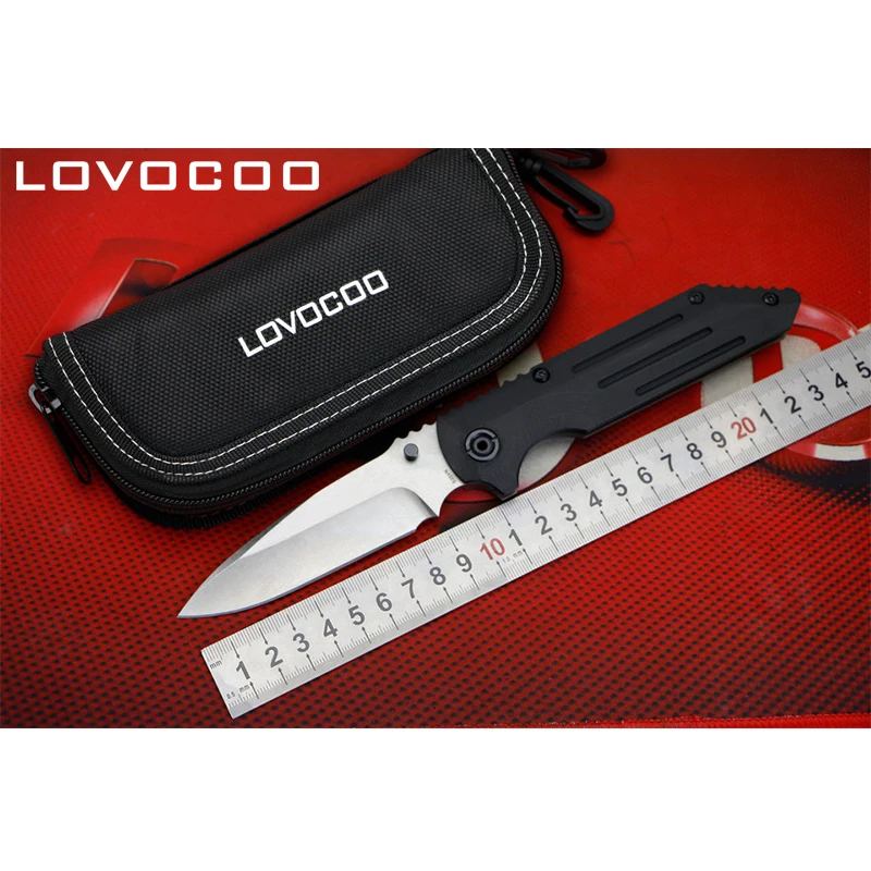 

LOVOCOO B0610 S35VN blade G10 + Titanium handle Flipper folding knife Outdoor camping hunting pocket fruit knives EDC tools