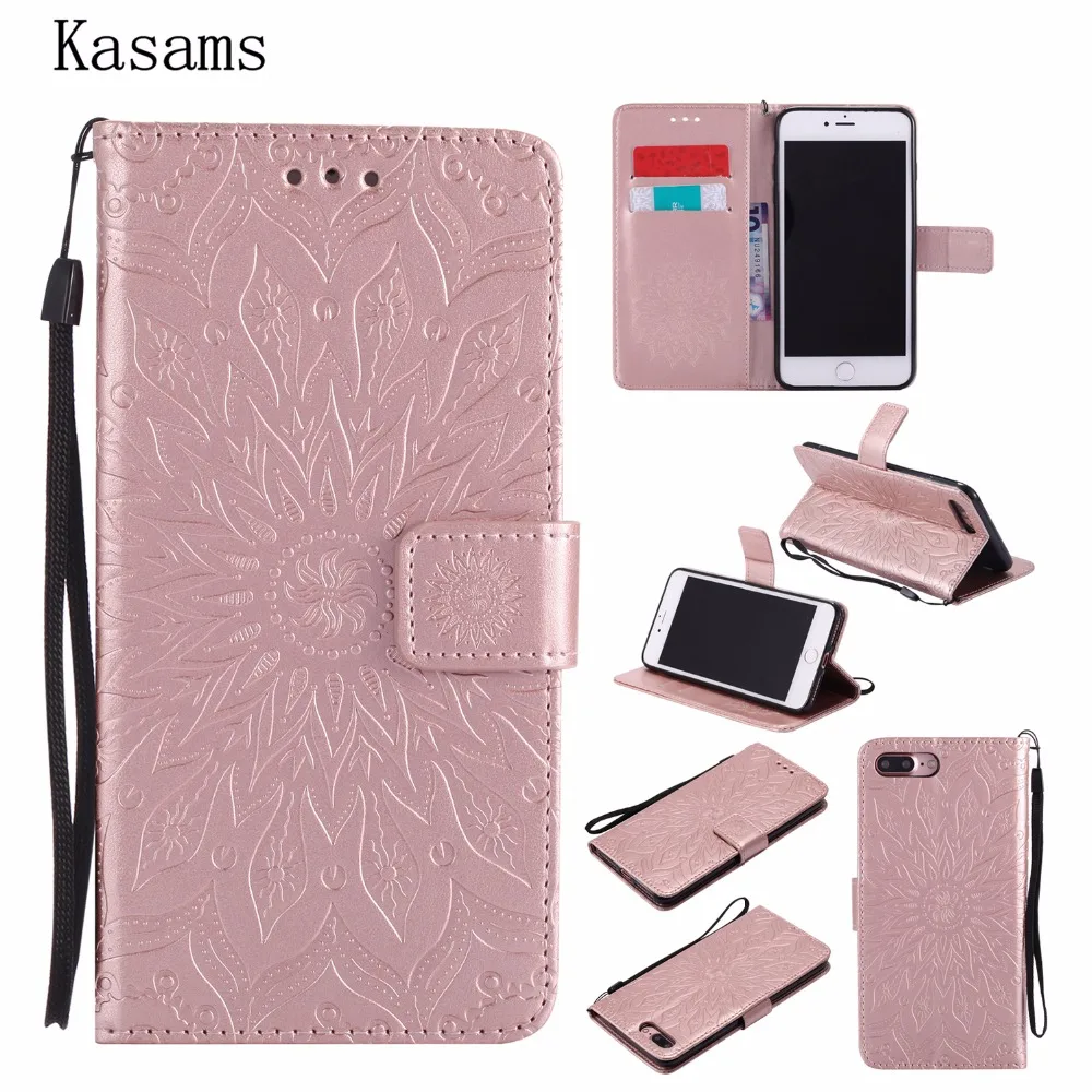 

3D Sunflower For Apple iPhone 7 Plus Phone Case For iPhone 7 iPhone7 PU Leather Mobile Shell Wallet Magnetic Flip Stand Cover
