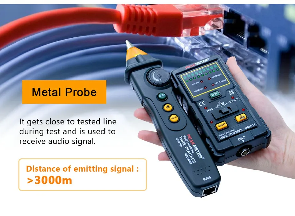 PEAKMETER MS6816R кабель провода трекер телефонной линии DC уровень сети тестер метр для теле связи сетевые инструменты