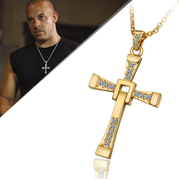 18KGP N703 Free Shipping High Quality Gold Plated Fast and Furious Cross Necklace Jewelry for Men Mix Min Order $15 | Украшения и