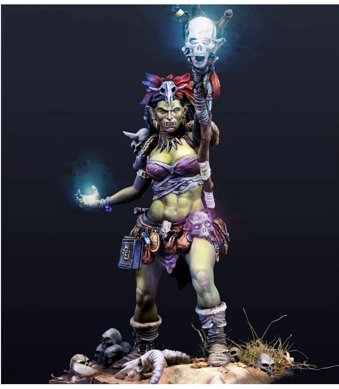 1/24 75 мм игрушка шаман ORC woman warrior модель смолы миниатюрная фигурка из Неокрашенная