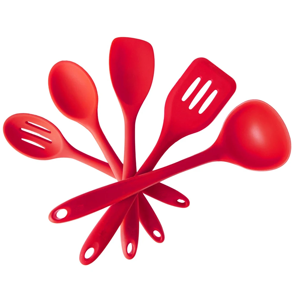

Dropshipping 5Pcs Silicone Cooking Utensils Include Soup Spoon Drain Shovel Whisk Multifunctional Kitchen Cooking Tools