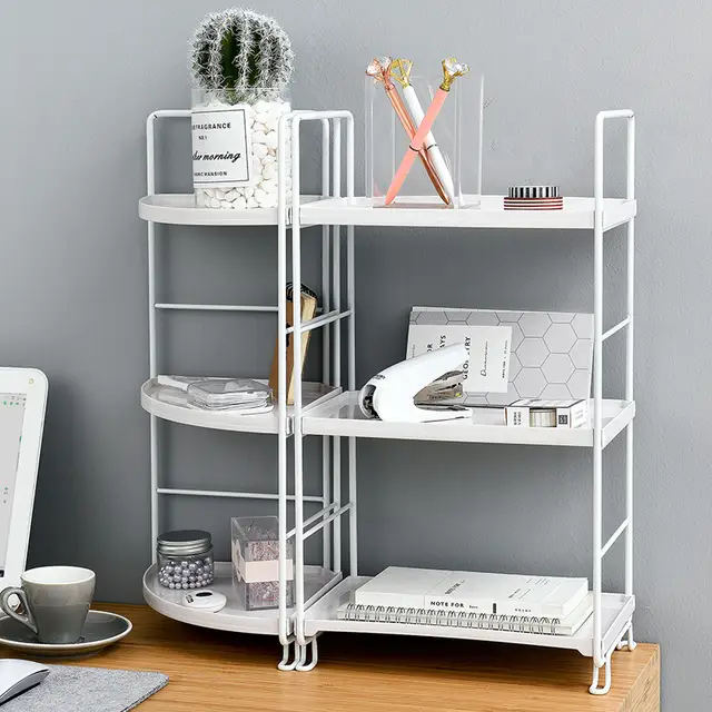 3 Tiers Iron Desk Bookshelf Storage Shelf Bathroom Organizer