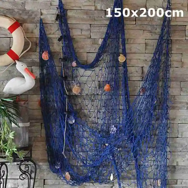 100x200 см и 150x200 см, Средиземноморский стиль, ручная работа, рыболовная сеть, хлопковая нить, рыболовные сети, декор для пляжа, вечерние украшения - Цвет: 150x200cm conch