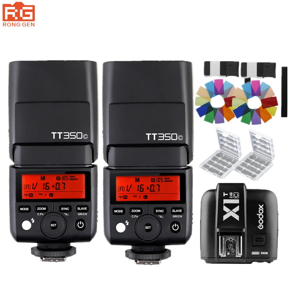 GODOX Mini Flash Speedlite TT350C TTL HSS 2.4GHz Flash TT350+X1TC trigger for Canon Cameras 5D