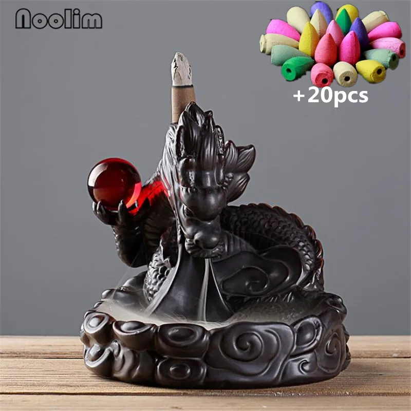 Керамическая курильница Dragon Backflow с хрустальным шариком держатель для благовоний