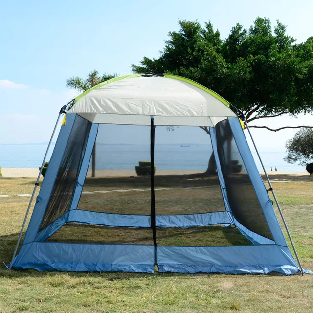 Best price at $140 Cheap Double layer awning beach tent sun shelter outdoor tent UV protection mat-awning gazebo shelter camping tent without floor mat