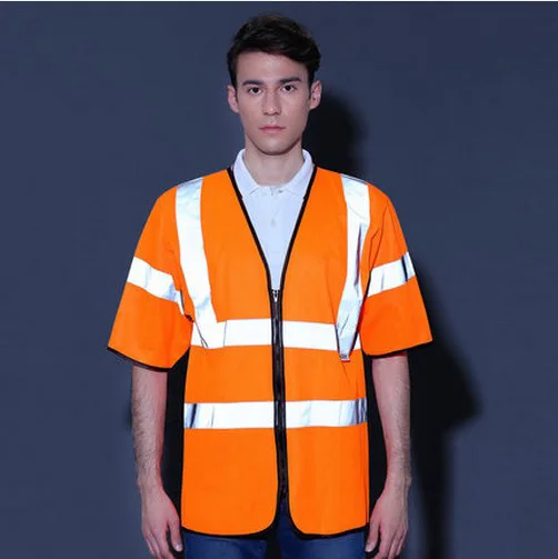 EN471 /ANSISEA 107 Men 's High visibility short sleeve safety jacket