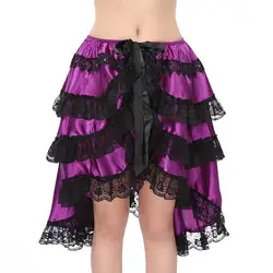 Женские летние юбки до колена с украшение из черного кружева стимпанк стиль сексуальные многослойные юбки женские фиолетовые 6XL плюс