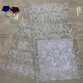 

2019 Fashion Embroidery African Tulle Lace Fabric With Stones African French Lace Fabric For Wedding A1300
