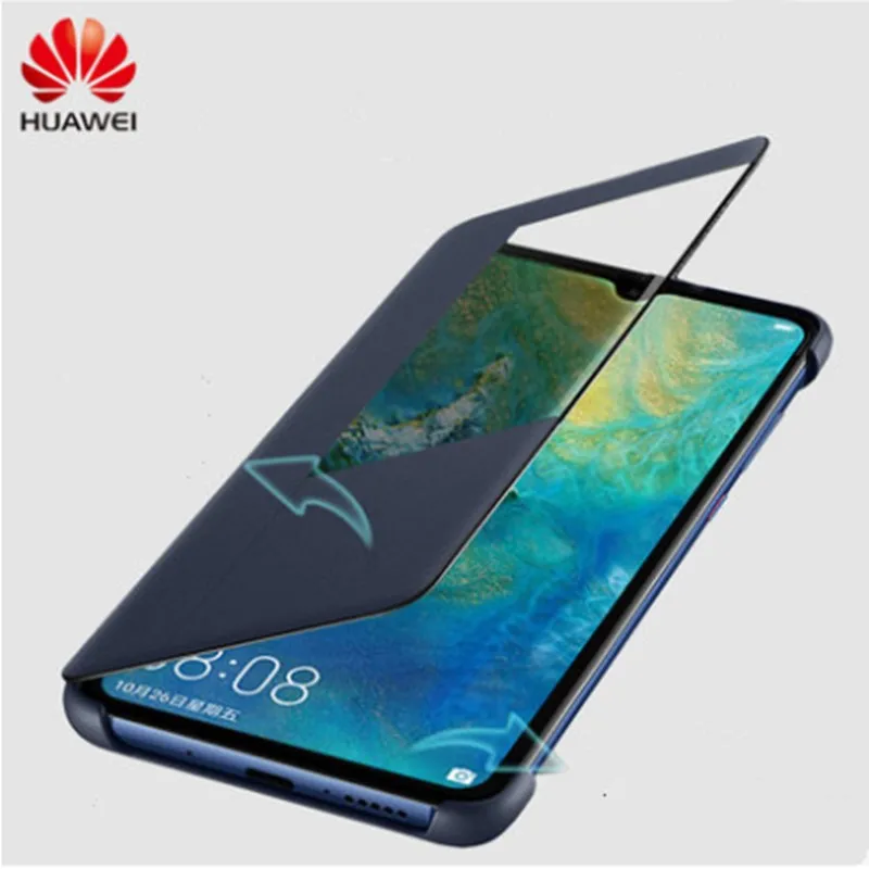 Оригинальный кожаный чехол Huawei Mate 20 Pro с Откидывающейся Крышкой умное Сенсорное