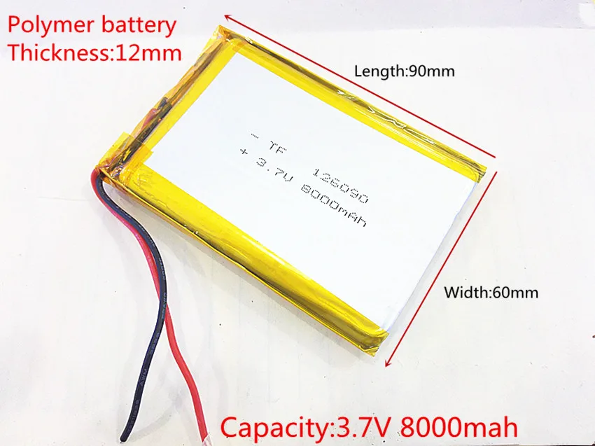 Литровая энергетическая батарея 3,7 V 8000mAH SD 126090 полимерная литий-ионная/литий-ионная батарея для планшетных ПК, gps, POWER BANK